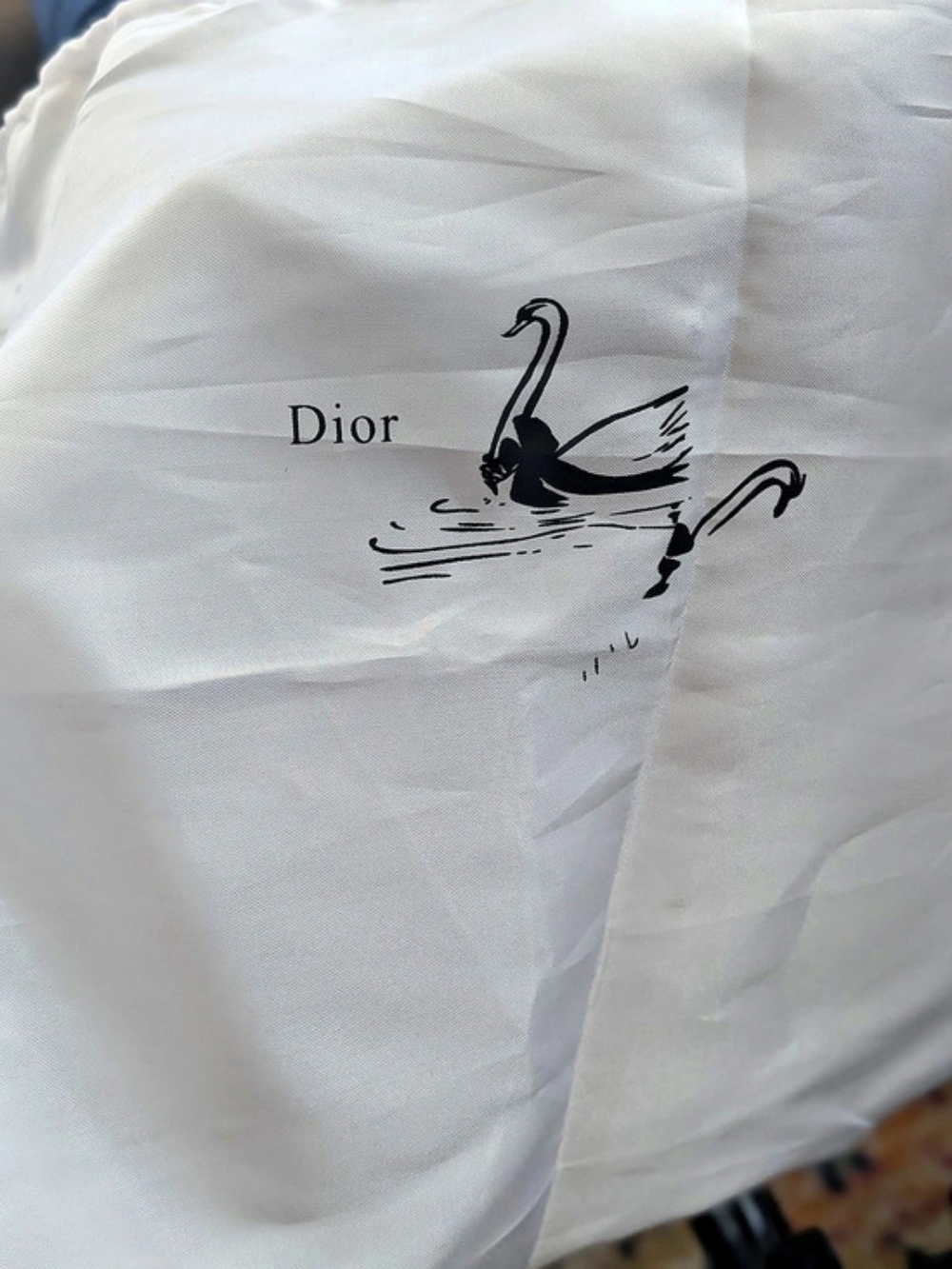 Dior White & Black Swan Graphic Bag Dust Cover
